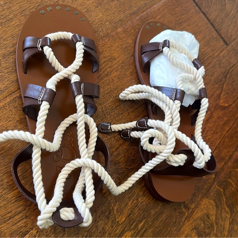 J. Crew Rope lace-up sandals in leather